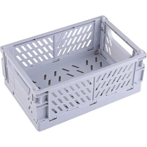 1PC Storage Basket Collapsible Large Capacity Plastic Foldable Home Crate Box for Daily Used Cosmetic Container Desktop Holder