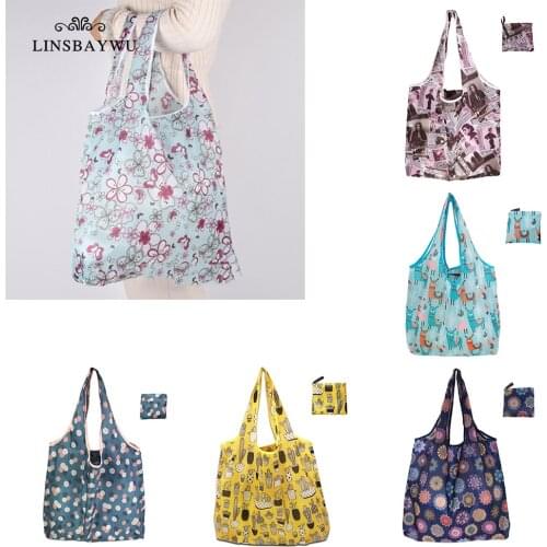 1PC Foldable Tote Pouch Eco-Friendly Shopping Bags for Groceries Recyclable Grocery Large Capacity Washable Shopping Bag 40x60cm