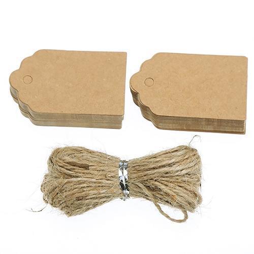 100Pc Kraft Paper Tags Scallop Head Labels Luggage Wedding Note DIY Blank Price Name Hang Tag Gift Craft 4*2cm Hand-painted card