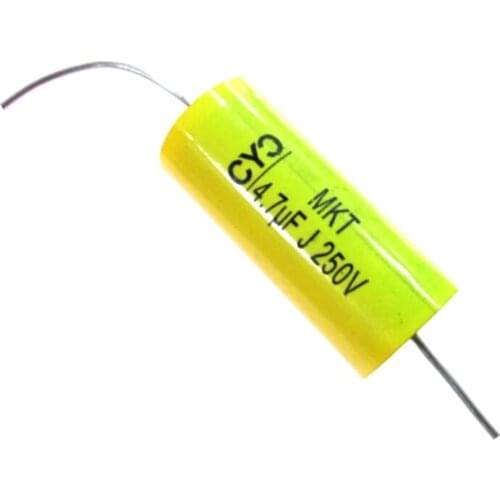 2 Pieces 4.7UF 250V Speaker Frequency Capacitor Divider Crossover ±5% for Audio Power Amplifier Yellow