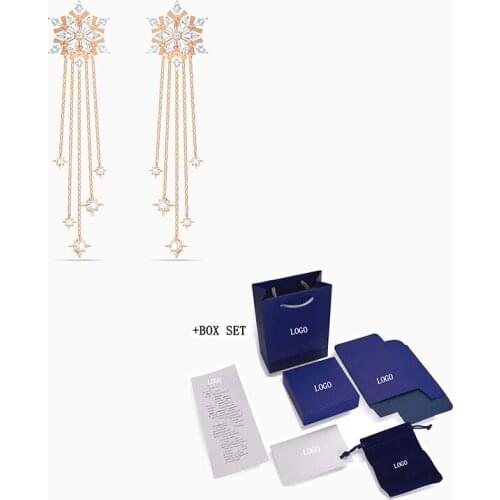 2020 Fashion Jewelry SWA New MAGIC Pierced Earrings Rose Gold Charming Snowflake Decoration Female Romantic Jewelry Gift