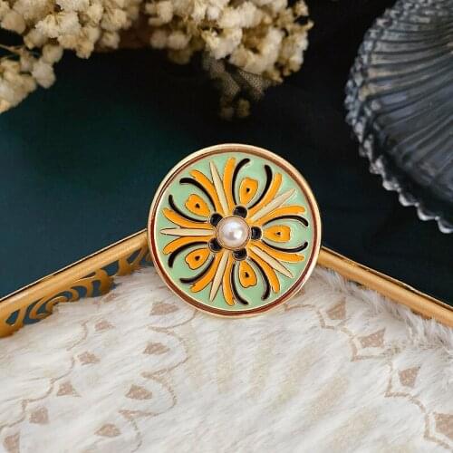 2020 Limited Special Offer Brooches Retro Simple Exotic Style Art Drop Enamel Brooch Exquisite Round Pearl Anti Light Pin