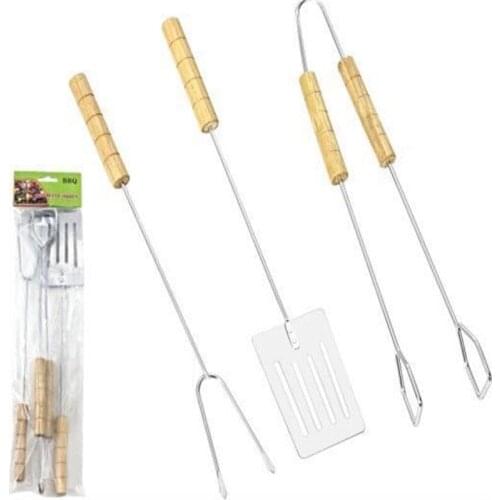 3pcs barbecue BBQ grill fork needle turner clip accessories Chicken wings Sausage Skewer Roasting Spatula Roasting Shovel Tongs