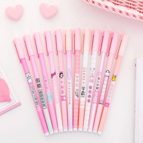 4pcs/lot Pink series black ink Gel Pen Signature Pen Escolar Papelaria School Office Supply Promotional Gift japanese stationery
