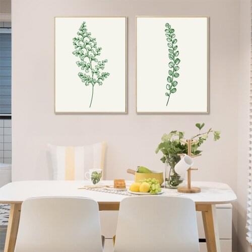 Watercolor Plants Poster Green Leaves Wall Art Canvas Painting Scandinavian Decorative Picture Nordic Minimalist Home Decor