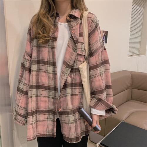 Blouse Women Plaid Shirt Womens Loose Season Large Size Womens Long Sleeve Shirt Blusas Ropa De Mujer