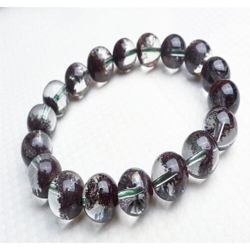 100% Genuine Natural Red Phantom Quartz Crystal Bracelets For Women Men 11.5mm Natural Stone Round Bead Bracelet