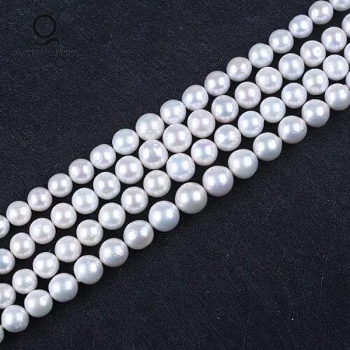 AA 12-16mm Perfect Round Natural White Edison Shape Freshwater Pearl Beads Strand String For Necklace