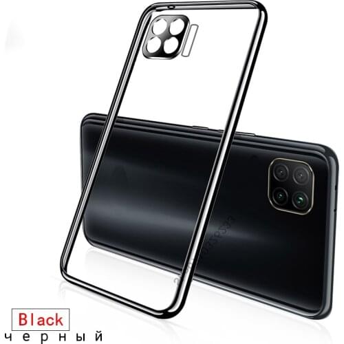 For OPPO Reno 4 Lite Case Transparent Plating Bumper Soft TPU Case For OPPO Reno 4 liLte F17 Pro A93 Funda Back Cover