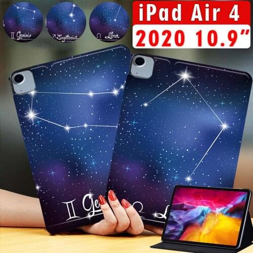 Tablet Case for Apple IPad Air 4 2020 10.9 Inch Star Sign Print Pattern Pu Leather Protective Cover + Free Stylus