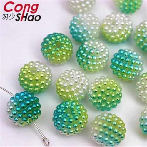 Cong Shao 80Pcs 14mm Double color Bayberry Ball Hole Beads ABS Shamballa Charm Beads Bracelet beads for costume Button YB628