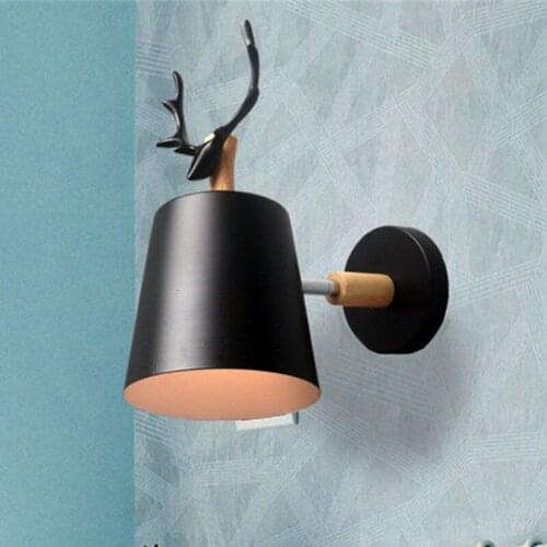 Wooden wall lights bedside wall lamp wall sconce modern wall light for bedroom Nordic macaroon 6 color steering head E27 85-285V