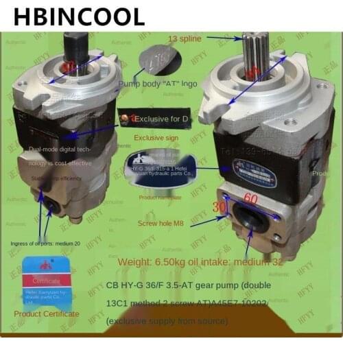 For forklift accessories hydraulic pump hydraulic oil pump gear oil pump gear pump double 13C1 method 2 screw CBHY-G36/F3.5