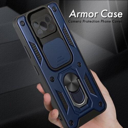 For Poco X3 NFC Case Camera Protection Armor Phone Cover For Poco X 3 X3 Pro Pocophone X3Pro Magnetic Holder Ring Cover Coque