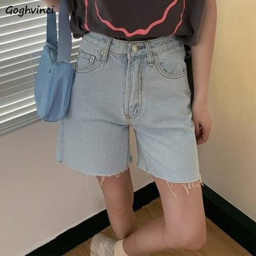 Women Denim Shorts Solid Fur-lined All-match Harajuku Streetwear Teens Hipsters High Street Fashion Straight Leisure Vintage Ins