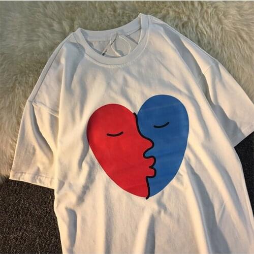 Printing T-shirt Summer Short-Sleeved Round Neck Mens Fashion Loose Cotton All-match Style INS Lovers Student BF