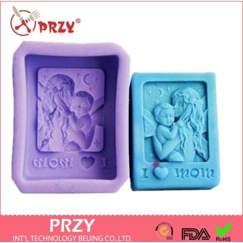 Cake Decorating Tools Mother and Child Silicone Soap Mold,handmade DIY Form for Soap Clay Mold Salt Carving Mould Silicone PRZY