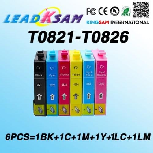 6x T0821 T0826 Ink Cartridge For Epson R270 R390 TX650 T50 T59 RX590 TX700W TX720 TX700 TX800 RX610 Printer