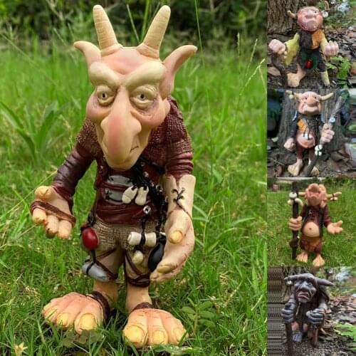 Sturdy Practical Funny Resin Handmade Goblin Statues Delicate Goblin Ornaments Funny Expression for Porch