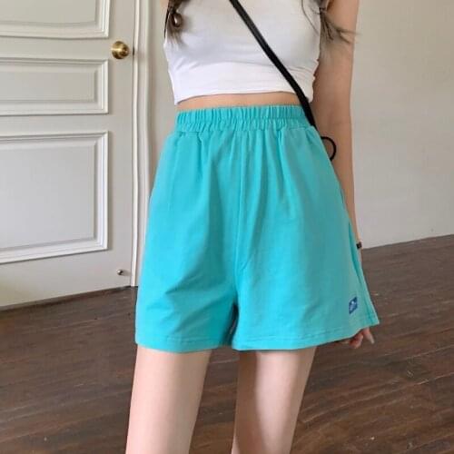 Summer Casual cotton Women Shorts fashion solid Drawstring sweatshorts high waist loose shorts for girls white blue woman shorts
