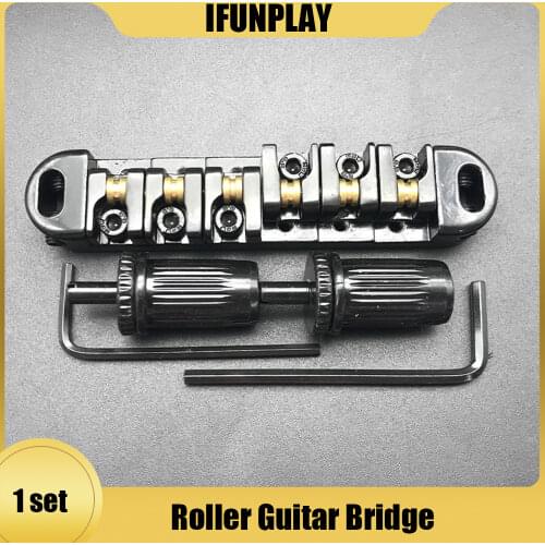 Roller Saddle Tune-O-Matic Guitar Bridge w/ 2 Studs for LP Electric Guitar Electric Guitarra Parts Accessories Silver Black