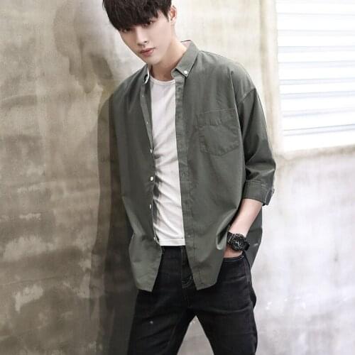 Mens Pure Cotton Shirts Japan Fashion Slim Fit Half Sleeve Casual Business Dress Shirts Men Oxford Shirts Male Camisas TS-428