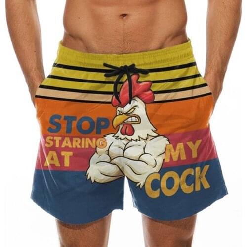 MenS Shorts Beach Pants Summer Fashion Cock Cool 3d Printing Sexy Swimwear Board Briefs MenS Swimming Trunks Shorts Beachwear