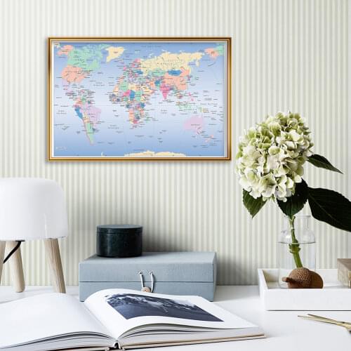 A2 Size The World Political Map In French Wall Decor Modern Poster Canvas Painting Office Home Decoration School Supplies