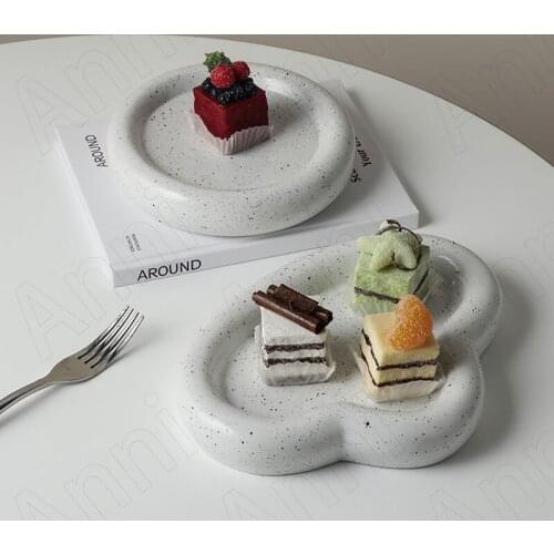 Creativity Irregular Ceramic Dinner Plates Nordic Modern Fat Circle Ink Dots Embellishment Cake Dessert Plates Home Kitchenware