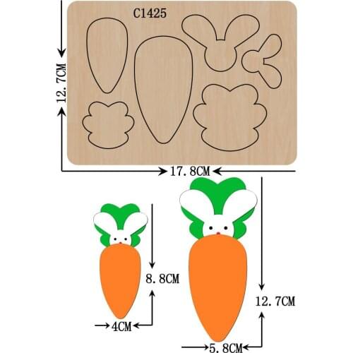 New carrot Wooden die Scrapbooking C-1425 Cutting Dies Multiple sizes