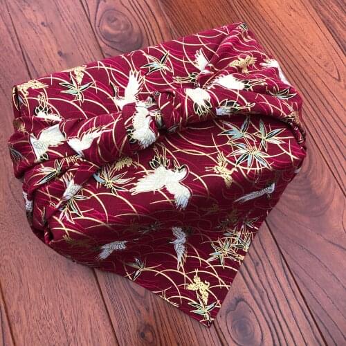 New geisha fan red crowned crane Japanese style wrapping cloth furoshiki handkerchiefs Flower traditional fabric 0218L