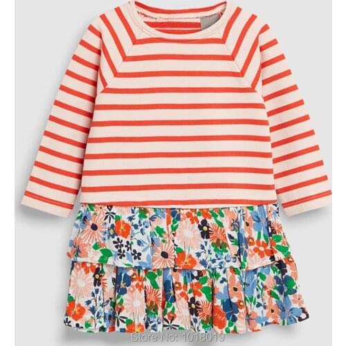 100% Cotton Baby Girl Clothes New 2020 Bebe Girls Dress Casual Kids Princess Dress Long Sleeve Stripe Flower Girls Clothing Tops
