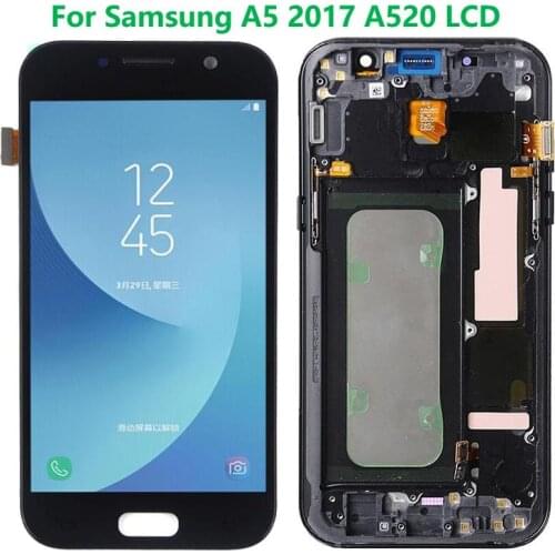 Original 5.2" Super AMOLED For Samsung Galaxy A5 2017 A520 LCD Display With Frame SM-A520F Touch Screen Digitizer Assembly