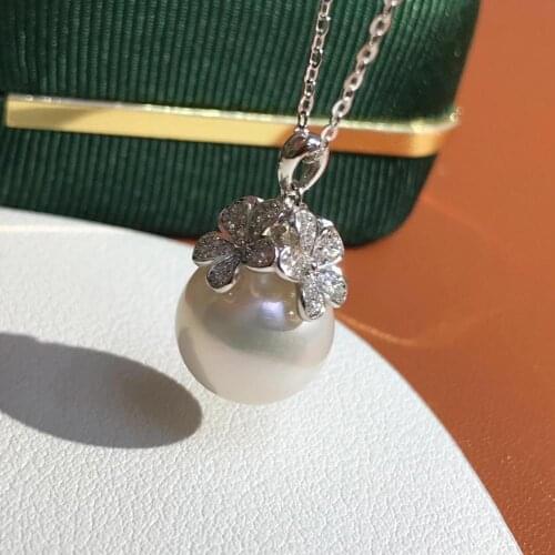 Wholesale Flower 925 Sterling Silver Pendant Base Settings Mountings Findings Parts for Pearl Crystal Jade Agate Beads Stones