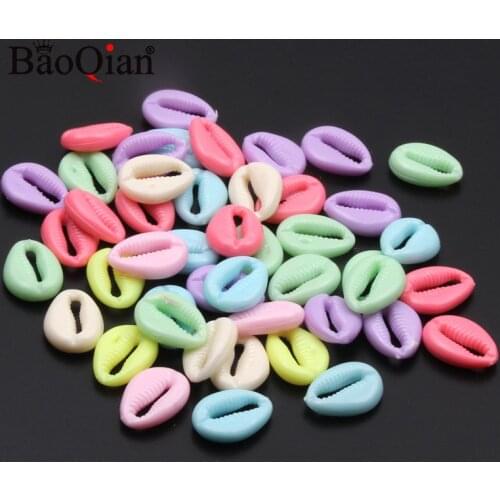 50pcs Mixed Color Plastic Acrylic Sea Shells Coquillage Beach Decor Diy Home Decoration Marine Style Embellishment 13x18mm