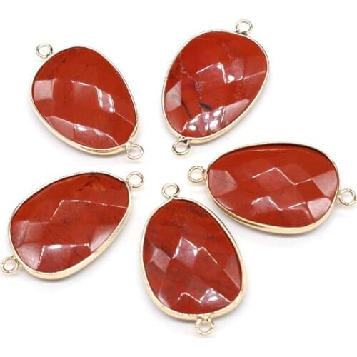 Natural stone drop-shaped Pendants Rainbow-Stone double hole connector for Jewelry Making DIY necklace Bracelets accessories