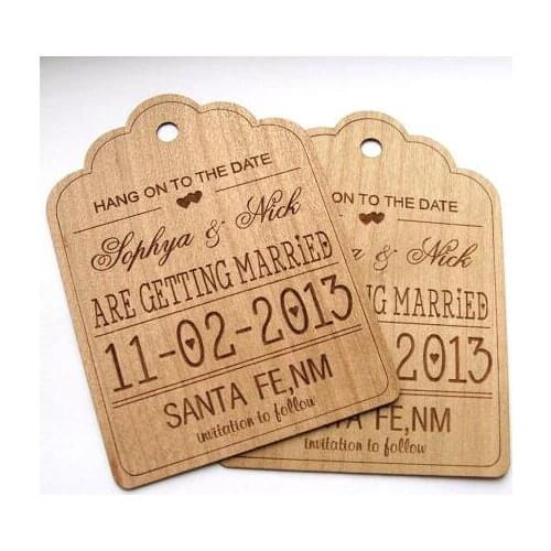 Custom wedding Rustic Thank you Wooden Save the Date card gift Favor hang tags Labels party bridal shower decorations