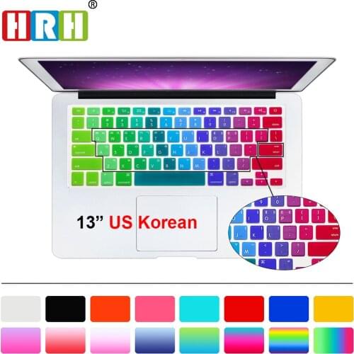 HRH Ombre Rainbow Durable Slim Korean Language USA Silicone Keyboard Cover Protector Skin for Macbook Air 13 Pro Retina 13 15 17