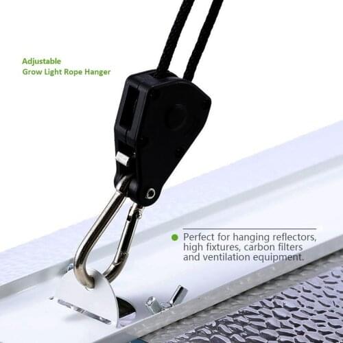 Adjustable 150LB 1/8" Nylon Rope Ratchet Yoyo Hangers Light Hangers Reflector Lifter for Led Grow Light Grow Tent Carbon Filter