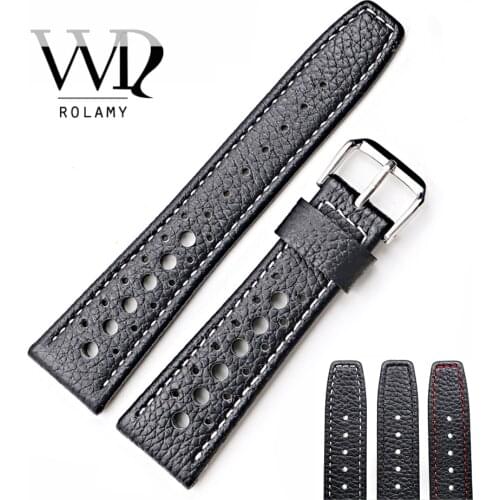 Rolamy 20 22mmWholesale Waterproof Silicone Rubber Replacement Wrist Watch Band Strap Belt With Silver Black Clasp For Tag Heuer