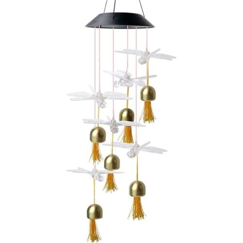 Outdoor Solar Wind Chime Lamp Metal Bell LED Wind Chime Durable Garden Light Decoration Animal Styling