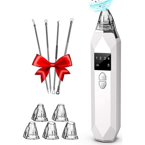 Blackhead Remover Pore Vacuum Electric Rechargeable Blackhead Whitehead Acne Pimple Extractor 5 Suction Face Cleaning Tools