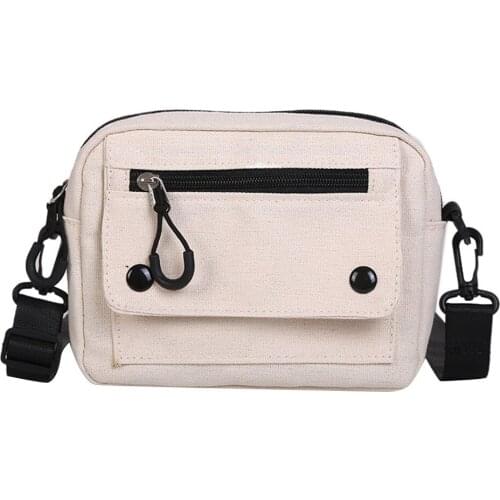 Women Square Shoulder Bag Soild Color Chest Bags Pure Color Casual Tote Girls Outdoor Canvas Handbag Zipper Shoulder Bag #918