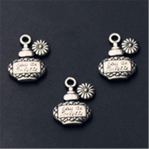 15pcs Silver Color Perfume Bottle Pendant Fashion Bracelet Earrings Metal Accessories DIY Charm Jewelry Crafts Making A1031