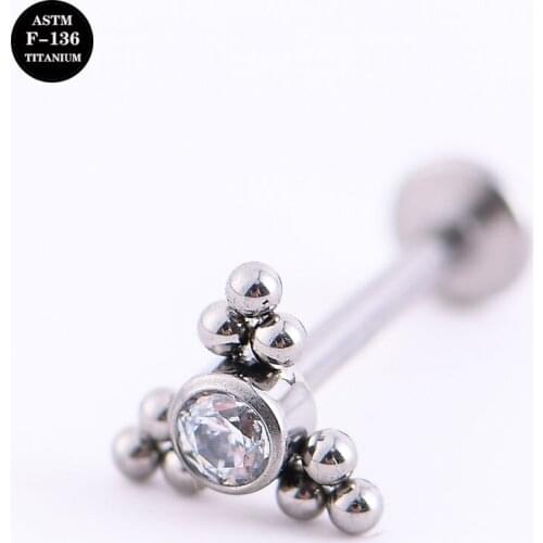 16G ASTM F136 Titanium Internal Thread Fan Labret Stud Jewelry for Lip Tongue Helix Body Piercing