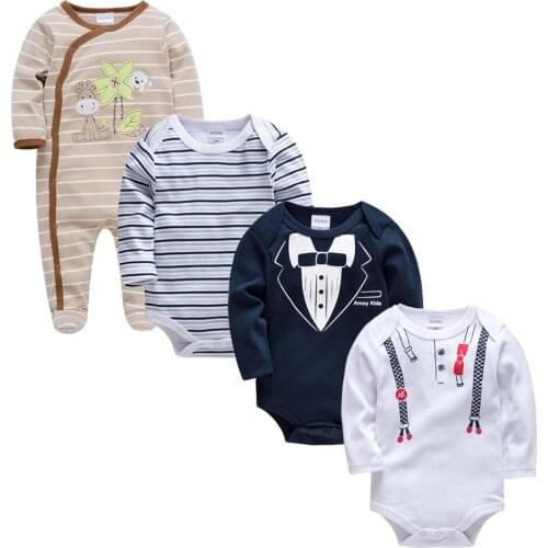 Honeyzone Baby Girl Outfit The New Infant Boy Clothes Set Breathable Newborn Jumpsuit 0-12M Baby Overalls 4Pcs/set ropa nina