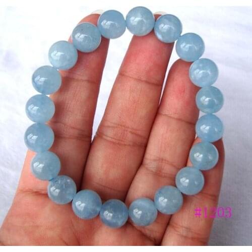 Free Shipping Natural Aquamarine 10mm Round Beads Bracelet Women Jewelry Accessories Weddings Parties Birthday Gift
