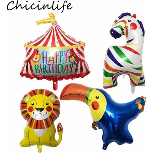 Chicinlife 1Pcs Circus Animals Zebra Lion Bird Foil Balloon Happy Birthday Party Decor Kids Toys Balloon Fiesta Party Sipplies