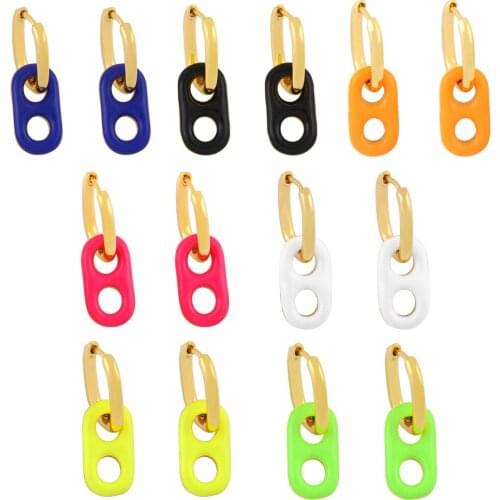 EYIKA Fashion Colorful Enamel Two Hole Drop Earrings for Women Popular Animal Pig Nose Pendientes Aro Neon Fluorescent Jewelry