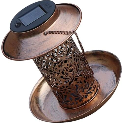 Bird Feeder Solar Light Lantern Shape Hanging Bird Feeding for Garden Yard Balcony